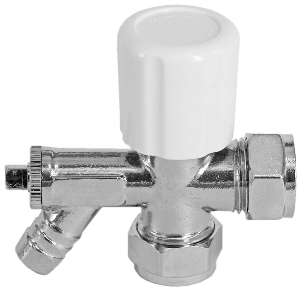 image 1 of SPARES2GO Thermostatic Radiator Valve Chrome Rad Valves Set Drain Off Lockshield