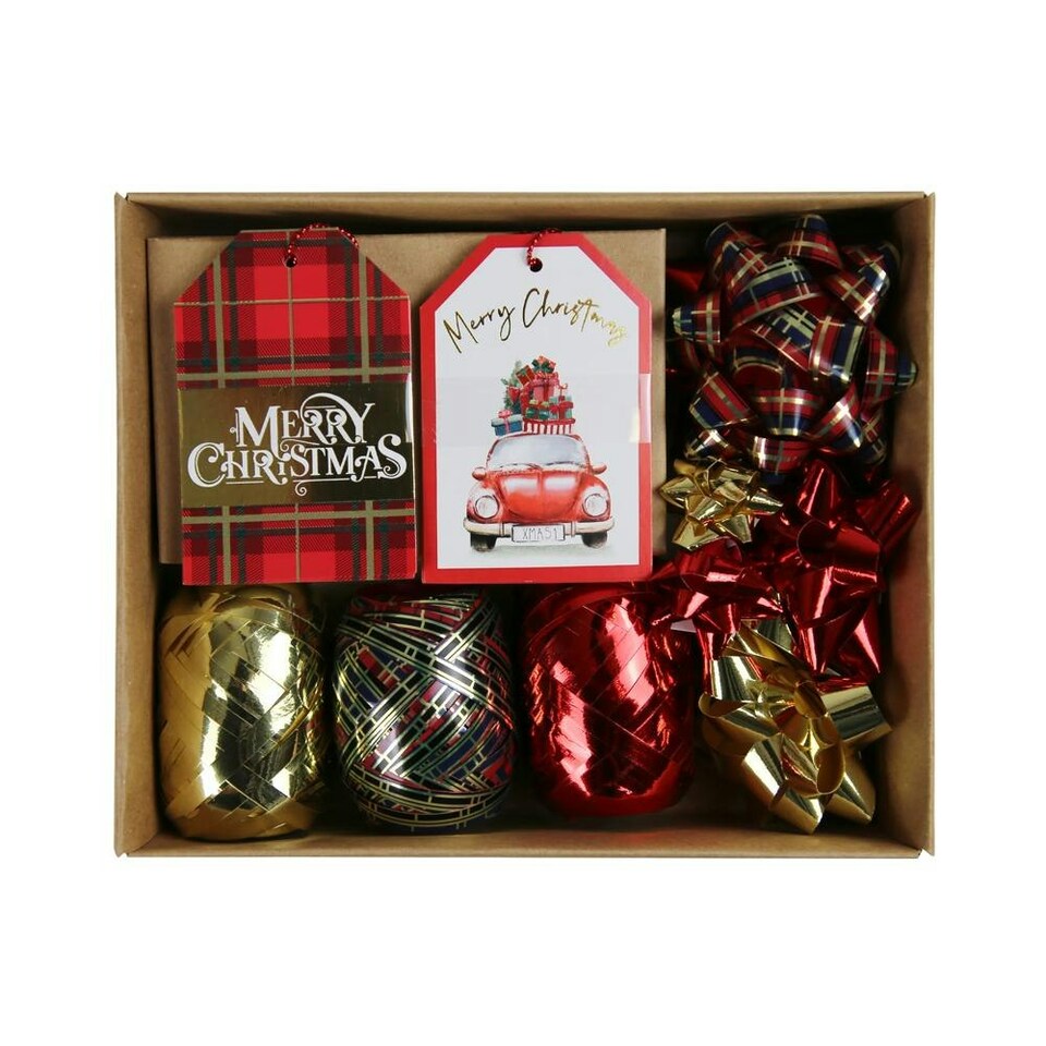 15 Piece Tartan Tag, Bow & Ribbon Accessories Pack