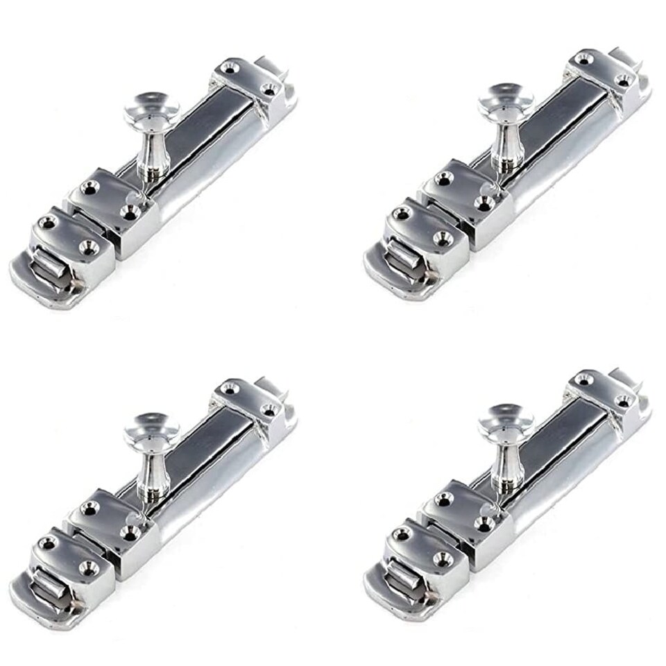 Golden Grace Pack of 4 Security Slide Door Bolt in Polished Chrome Finish with Fixings Screws - 150mm
