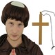 image 4 of Medieval Monk Costume With Wig Brown | L