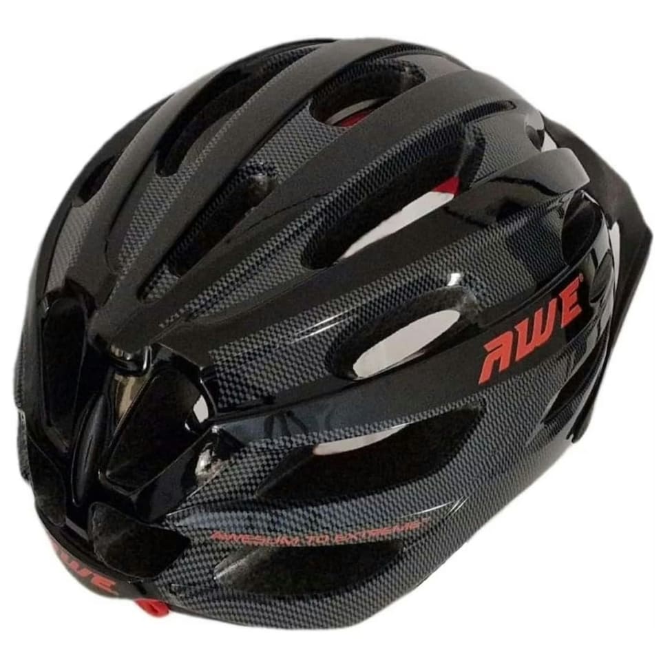 image 1 of AWE AweAir In Mould Adult Bike Helmet Large 58-61cm Black/Carbon/Red Crash Guarantee* | Black | Carbon