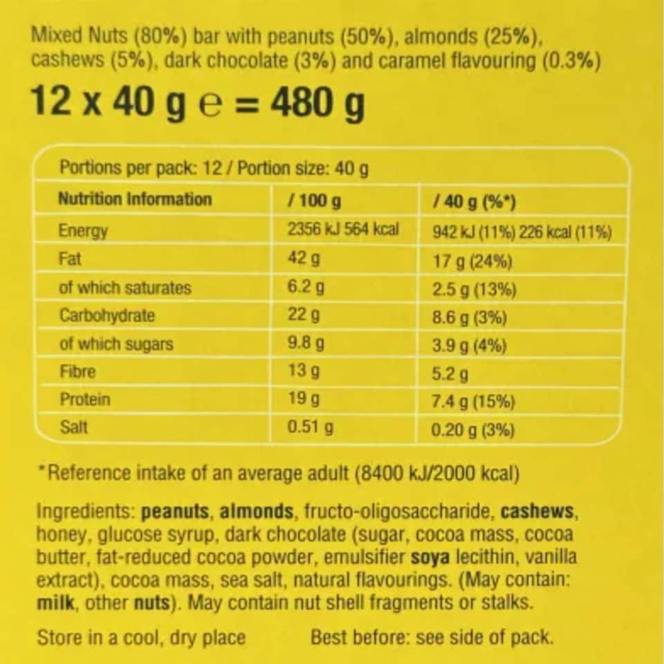 image 1 of KIND Bars, Gluten Free Snack Bars, Caramel Chocolate Peanut, High Fibre, No Artificial Colours, Flavours or Preservatives, Multipack 24 x 40g