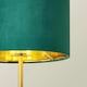 image 2 of ValueLights Christina Green Velvet with Gold Inner Drum Shade Gold Palm Leaf Table Lamp Gold