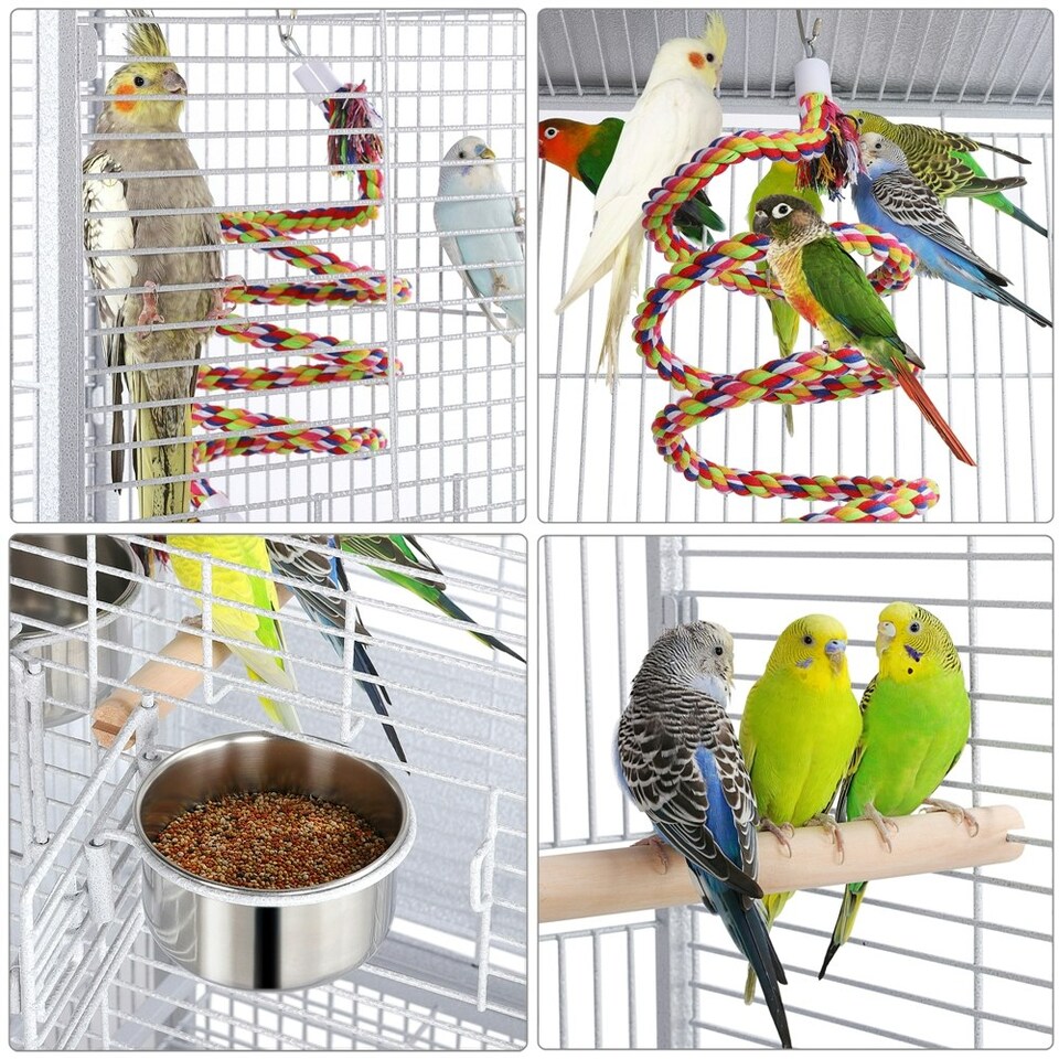 image 1 of Yaheetech 156 cm Tall Play Top Rolling Metal Bird Cage White
