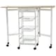 image 1 of HOMCOM Drop-Leaf Kitchen Trolley w/ 3 Baskets, Drawer, 6 Wheels, White