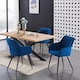 image 8 of Single Camden Modern Velvet Dining Chair with Armrests, Quilted Design & Black Metal Legs Blue