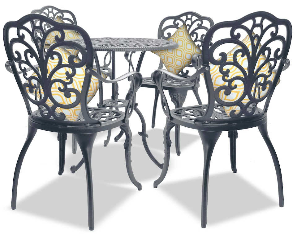 image 1 of Centurion Supports BANGUI Grey Luxurious Garden and Patio Table and 4 Large Chairs with Armrests Cast Aluminium Bistro Set