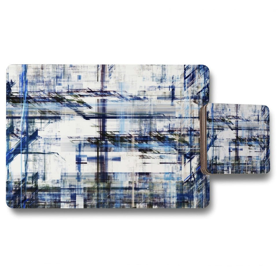 Blue Grunge Pattern (Placemat & Coaster Set)