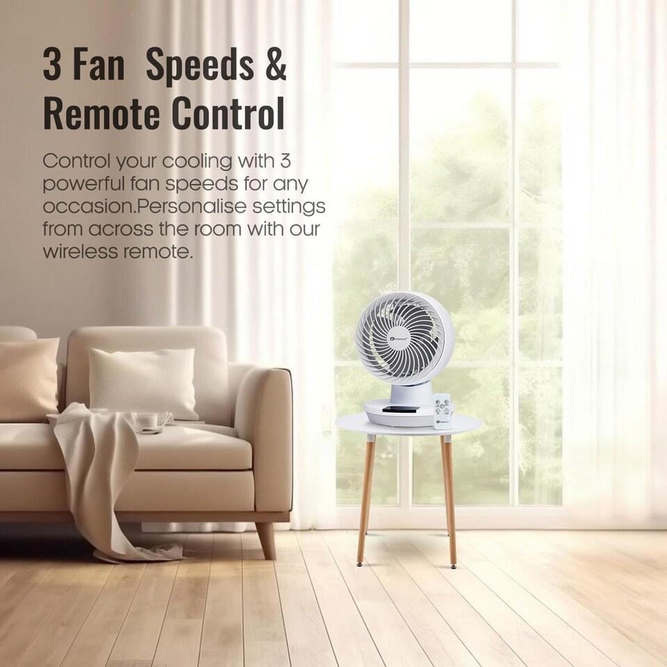 image 1 of 8 Inch Air Circulator Fan with Oscillation and Timer White