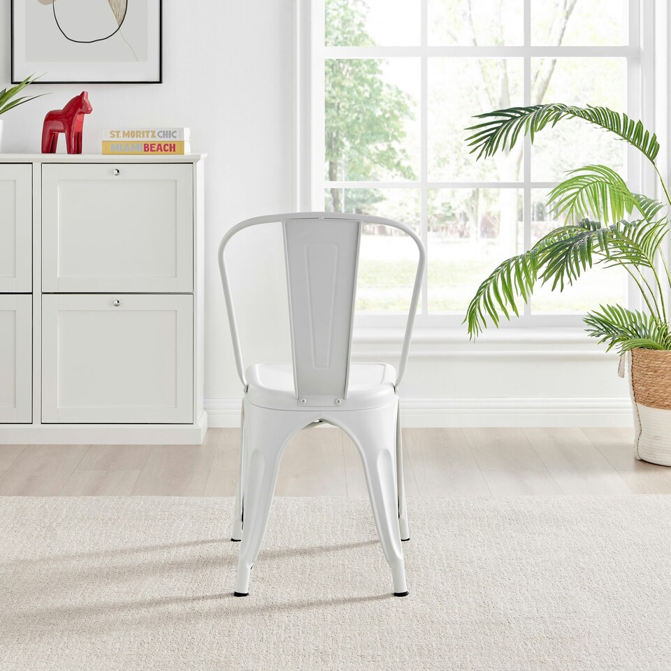 image 1 of Furniturebox 2x Colton 'Tolix' Style White Metal Dining Chairs