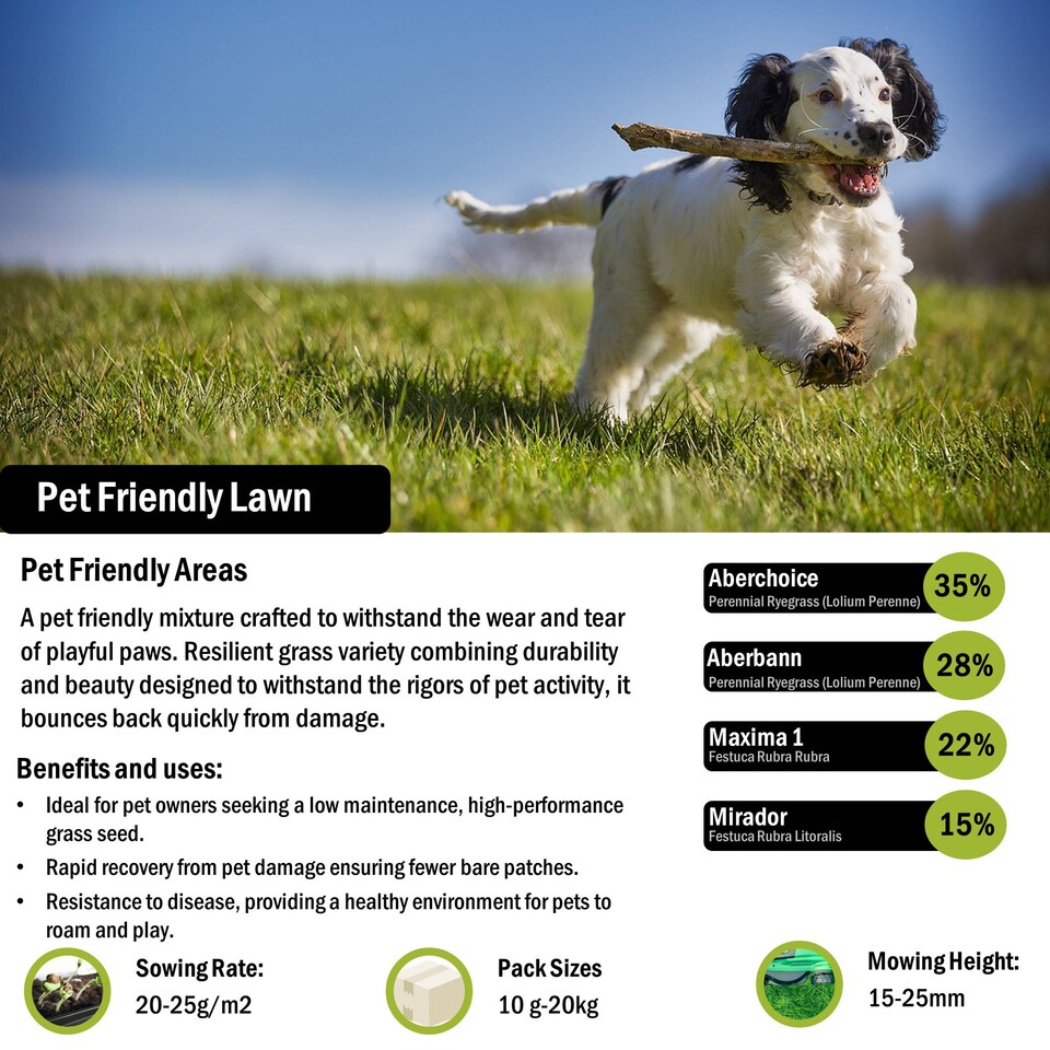 image 1 of Pegdev Pet Friendly Grass Seed Resilient High Yielding for Lawns and Pastures 10g