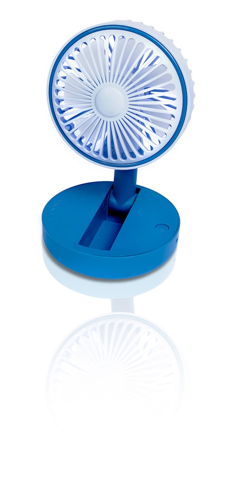 image 1 of Premier Compact USB Rechargeable Desktop Fan with Adj Head Blue
