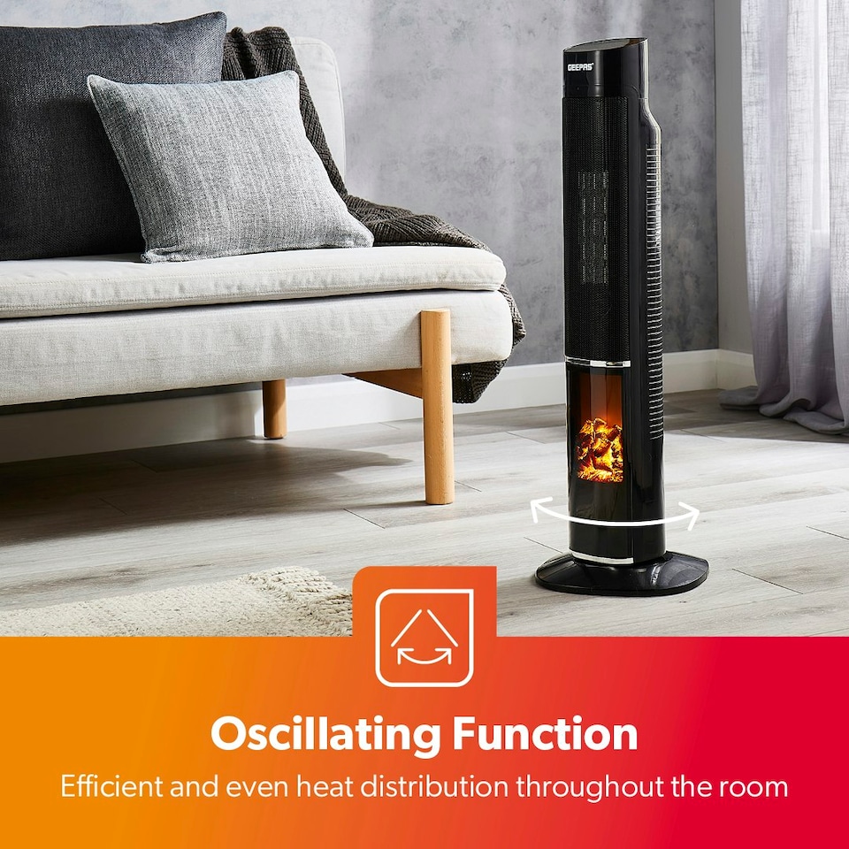 image 1 of GEEPAS Digital Ceramic Tower Heater - Black