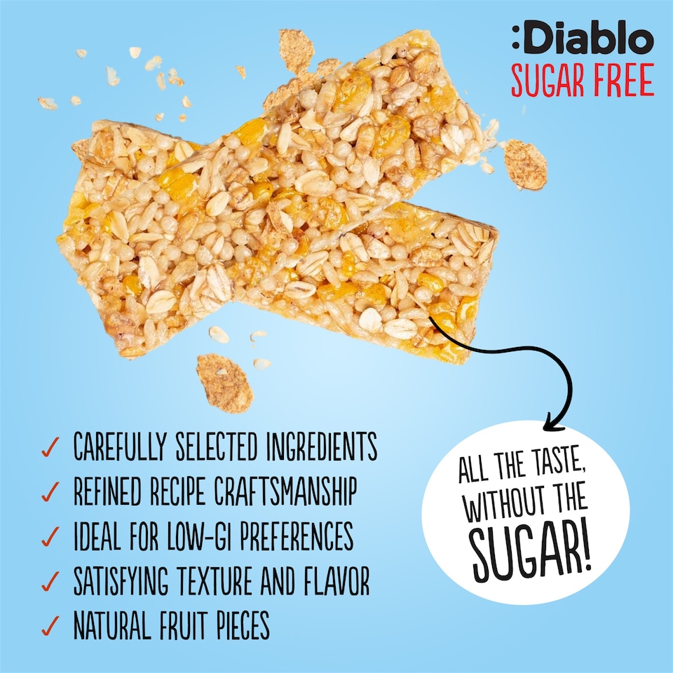 image 1 of Diablo No Added Sugar Apricot Muesli Bar 30g 6 Pack