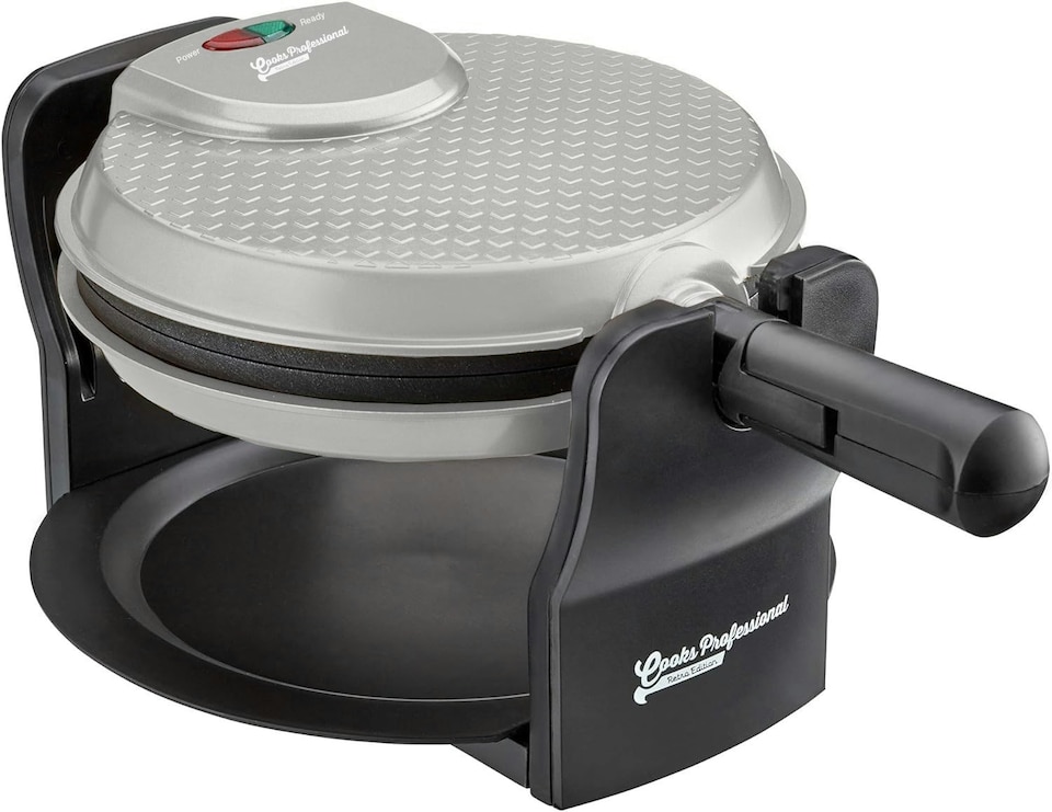 image 1 of Cooks Professional Rotary Belgian Waffle Maker Machine with Non-Stick Plates & Drip Tray | Silver