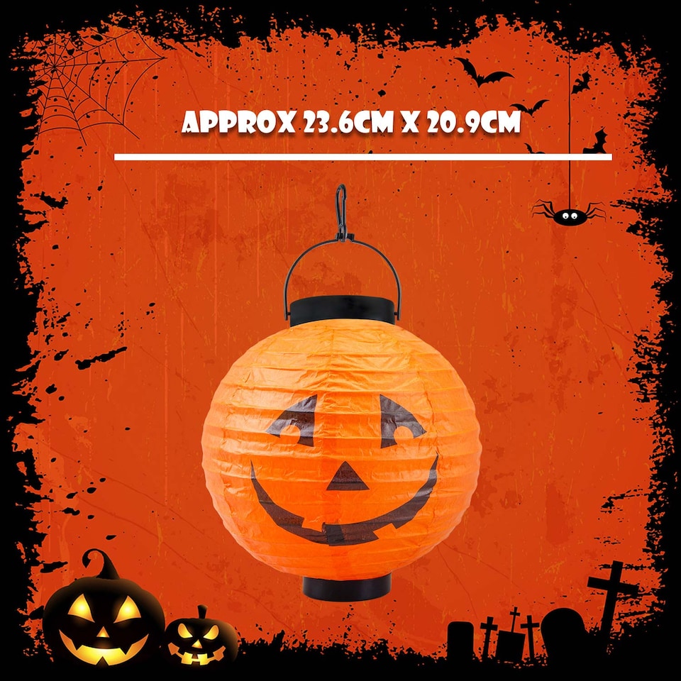 image 1 of PMS Halloween Paper Lantern - Pumpkin Design 23.6 x 20.9cm
