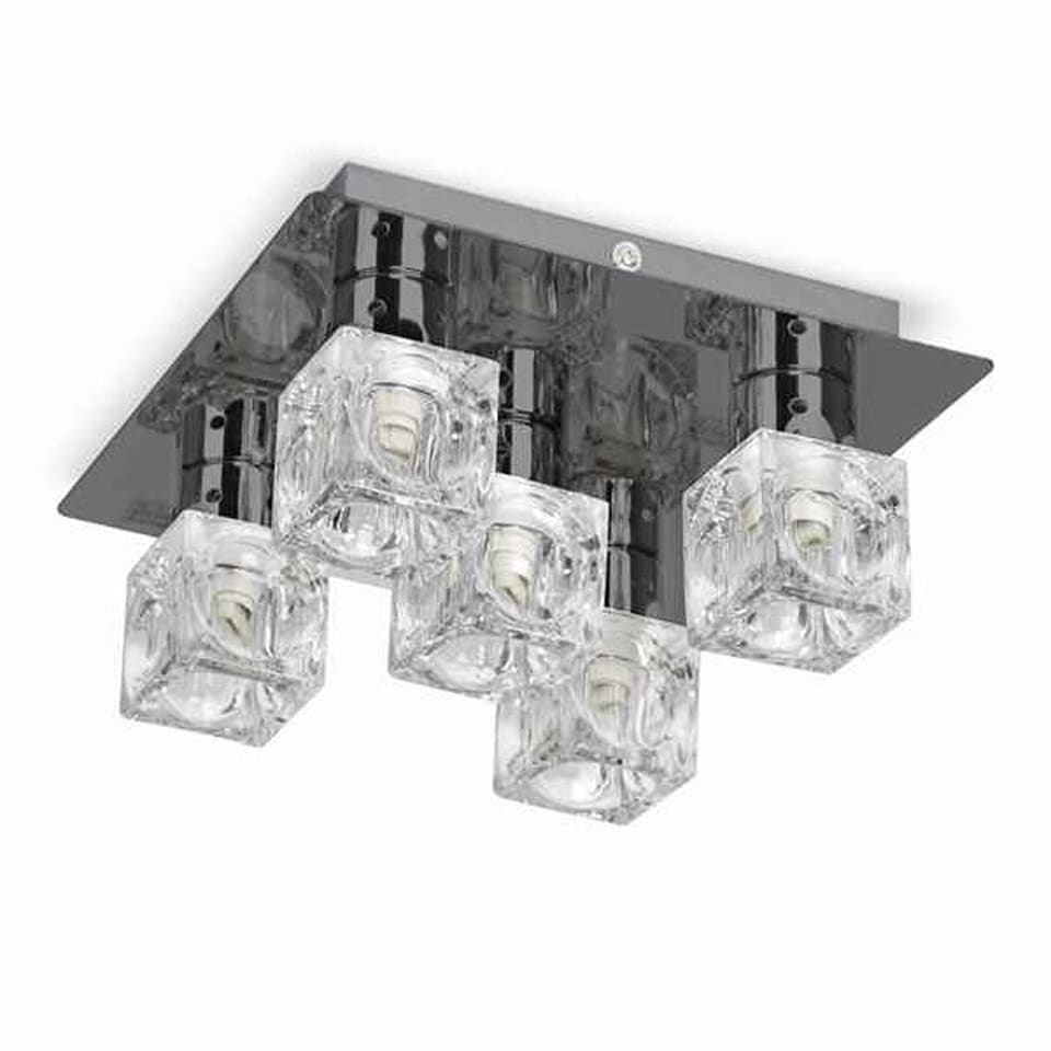 image 1 of ValueLights Modern Black Chrome Ice Cube 5 Way Flush Ceiling Spotlight | Black