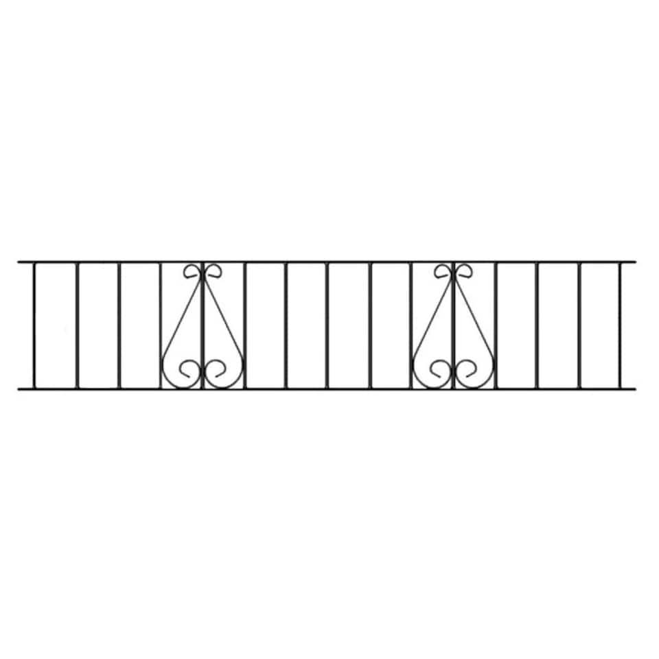 Classic Scroll Railing Panel - Solid Steel - Fits Gap of 1830 mm x 355 mm High - Electro Galvanised/Black Powder Coated Black