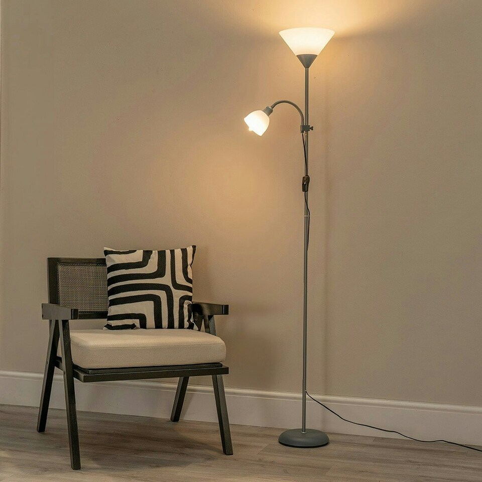 image 1 of ValueLights Mozz Silver Mother and Child Floor Lamp Chrome
