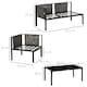 image 5 of Outsunny 5 Seater Garden Corner Sofa Set, 4 Pieces Metal Garden Furniture Set with Loveseats, Glass Top Coffee Table, Breathable Mesh Pocket, Outdoor Conversation Furniture with Cushions, Light Grey