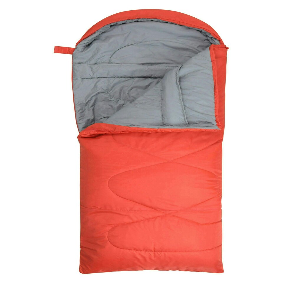image 1 of Mountain Warehouse Summit 250 Square Sleeping Bag Insulated Two Way Zip Camp Bed Right Handed Zip - Long length (215cm) Orange | Burnt Orange