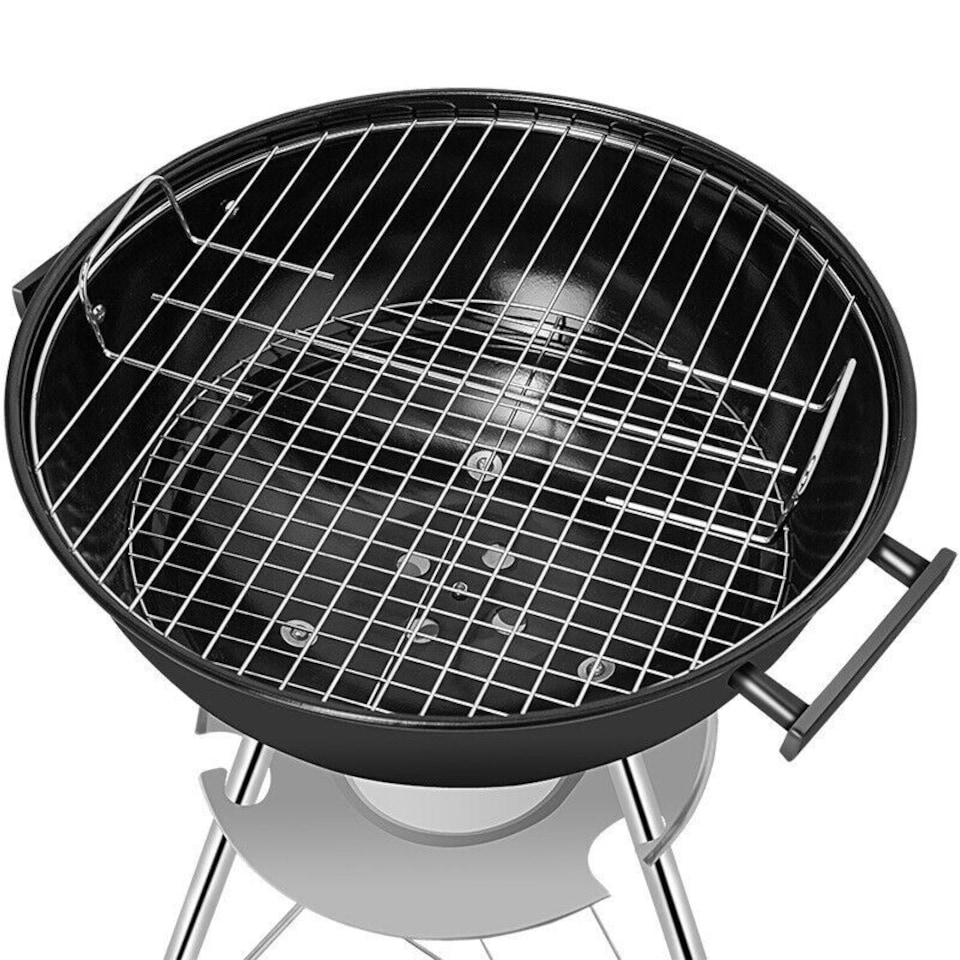 image 1 of Portable Round Kettle Charcoal Grill BBQ Outdoor Heat Control Party BBQ Grill Black