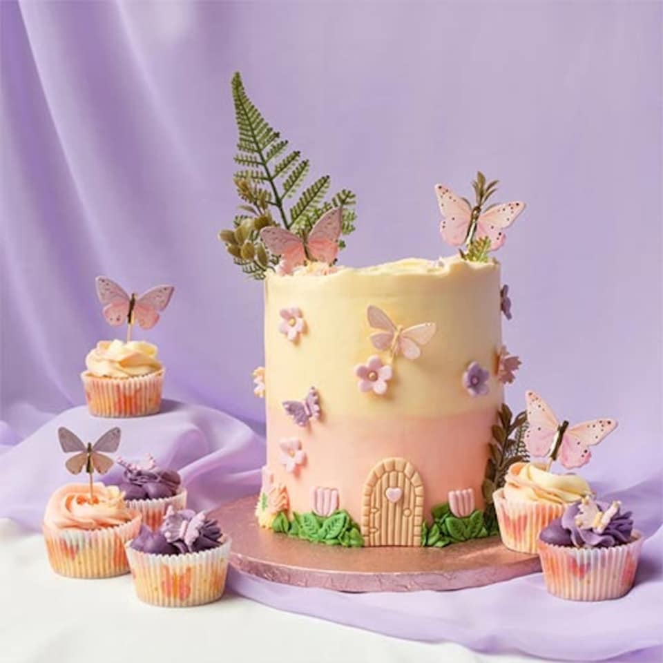 image 1 of Butterfly Cupcake Food Pick Toppers - Pack of 12