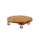 image 7 of Tom Chambers Handcrafted Heavy Duty Round Traditional Wood Garden Patio Plant Flower Pot Stand Caddy Trolley Dolly on Strong Metal Castor Wheels 40cm