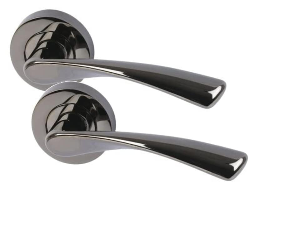 image 1 of Golden Grace Astrid Style Modern Door Handles on Round Rose in Black Nickel Finish | Black | 1 Set
