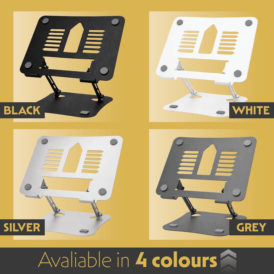 image 1 of Futura Laptop Stand Adjustable Portable Riser, Grey Foldable Aluminium Holder for MacBook AirPro and 11 to 17 inch Laptops | Grey | Grey | One Size | 1