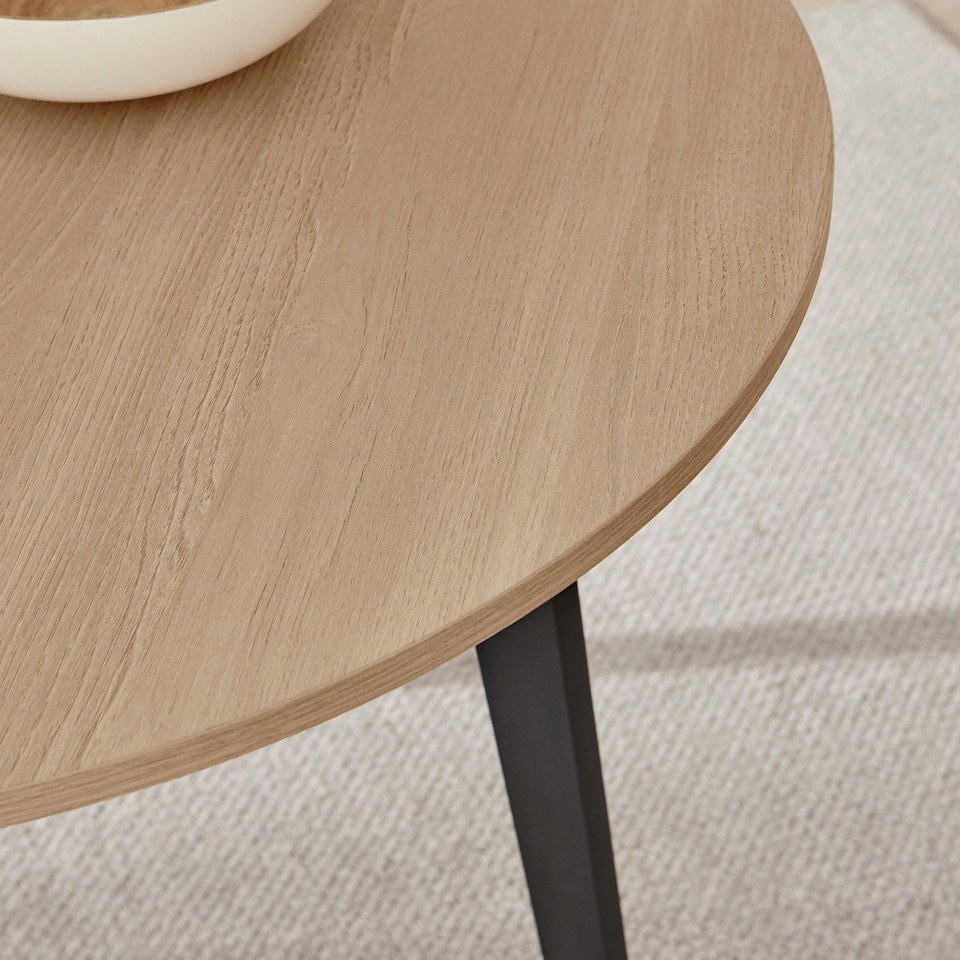 image 1 of Furniturebox Koko Oak Wood Effect Round Dining Table Black Legs 100cm