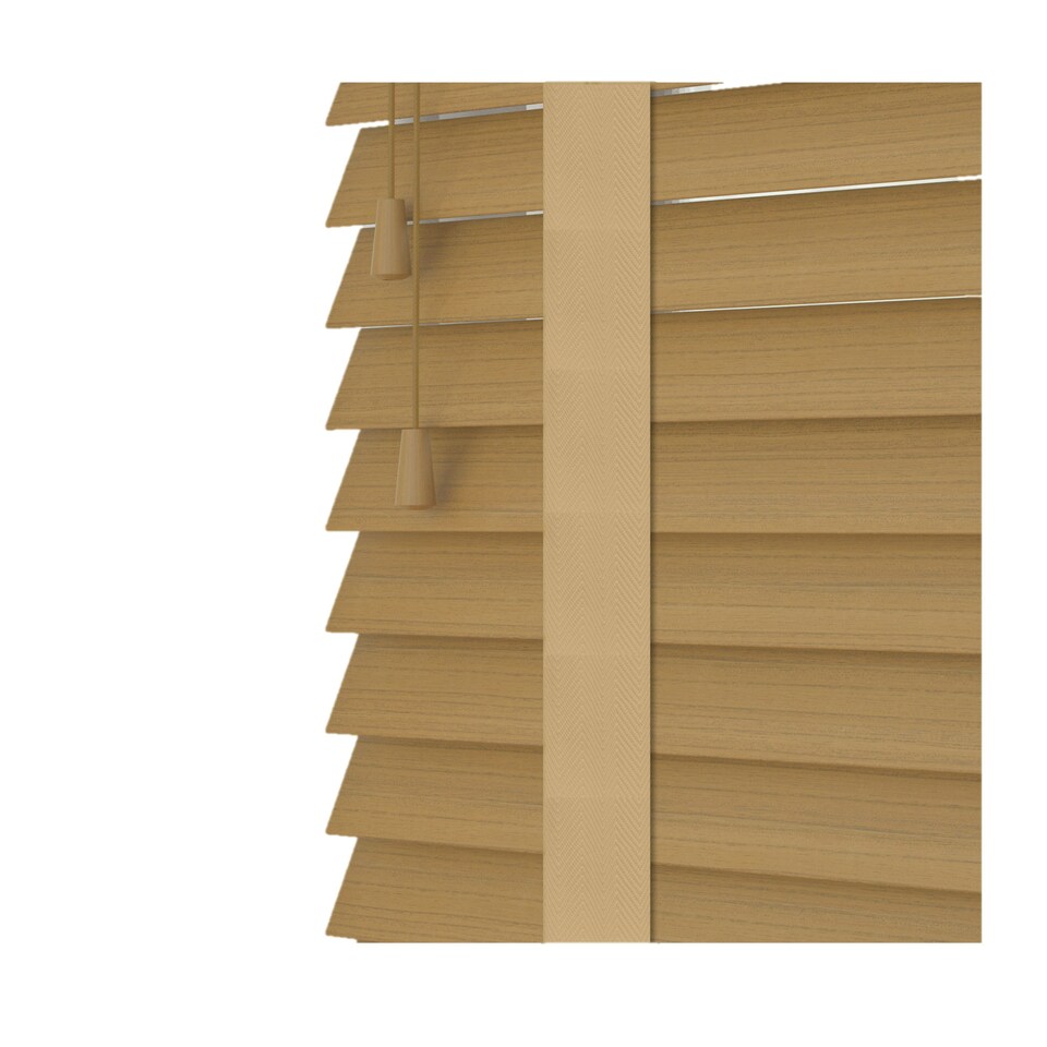 image 1 of 70cm Sahara Oak Faux Wood Venetian Blinds with Tapes (120cm Drop) | Brown | Brown