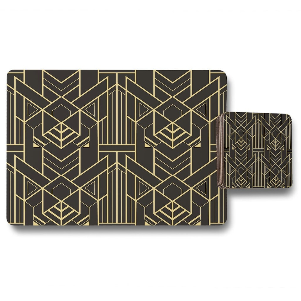 golden lined shape (Placemat & Coaster Set)