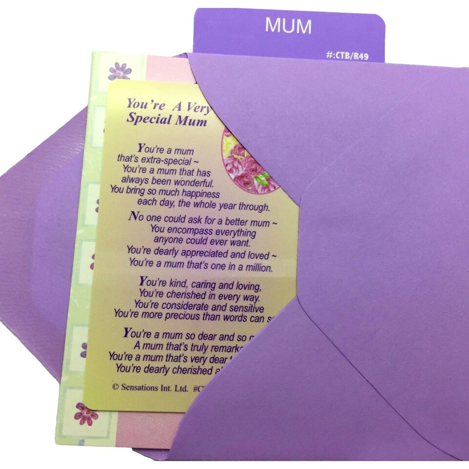 image 1 of You`re A Very Special Mum(Sentimental Keepsake Wallet / Purse Card)...
