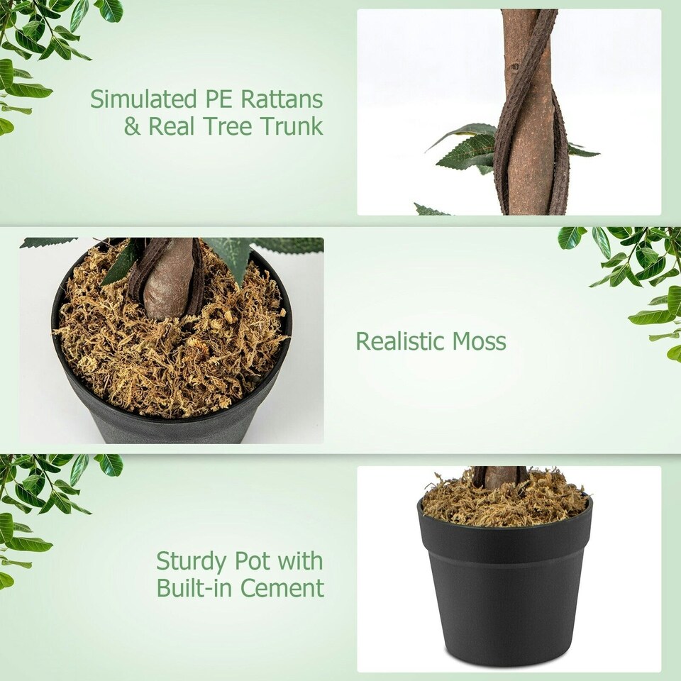 image 1 of COSTWAY 90CM Artificial Flower Tree Faux Potted Plant Green | One Size
