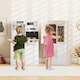 image 4 of COSTWAY Kids Wooden Kitchen 2-Piece Modular Pretend Play Kitchen w/Light-White