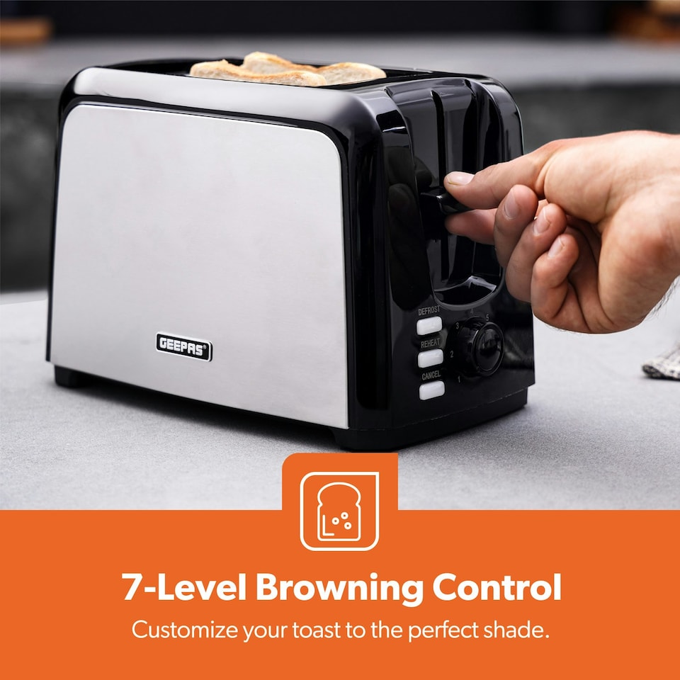 image 1 of GEEPAS 2 Slice Bread Toaster & 1.7L Illuminating Electric Kettle Combo Set