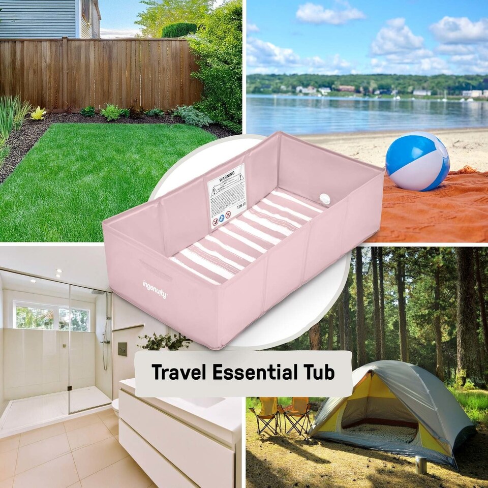 image 1 of Ingenuity Tuckaway Toddler Tub Pink Suitable From 12 Months to 5 Years