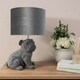 image 3 of ValueLights Billy Bulldog Velvet Grey Table Lamp with Grey Velvet Drum Shade