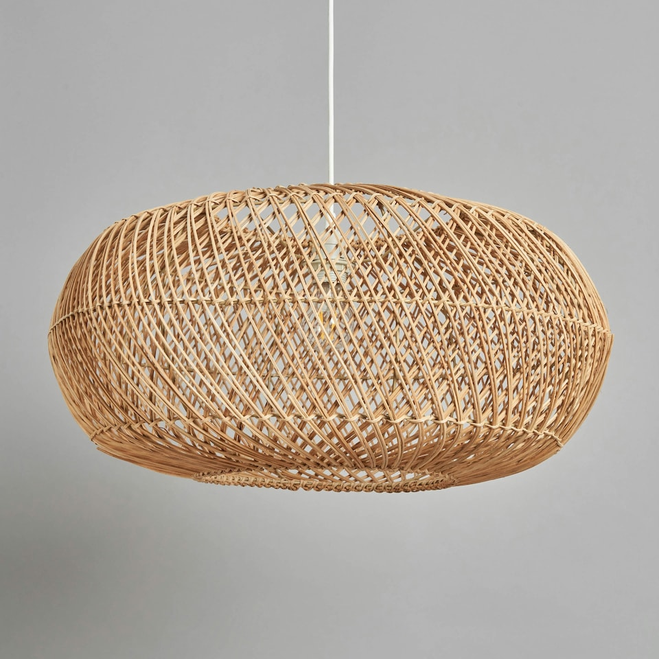 image 1 of BHS Kyle 60cm Oval Rattan Easyfit Shade, Natural | Cream | Natural | 1