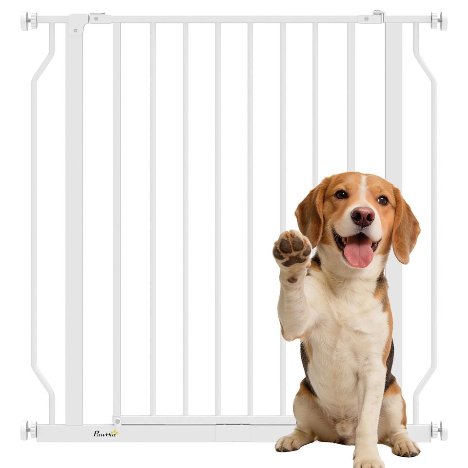 image 1 of PawHut Dog Gate Wide Stair Gate with Door Pressure Fit Pets Barrier for Doorway, Hallway