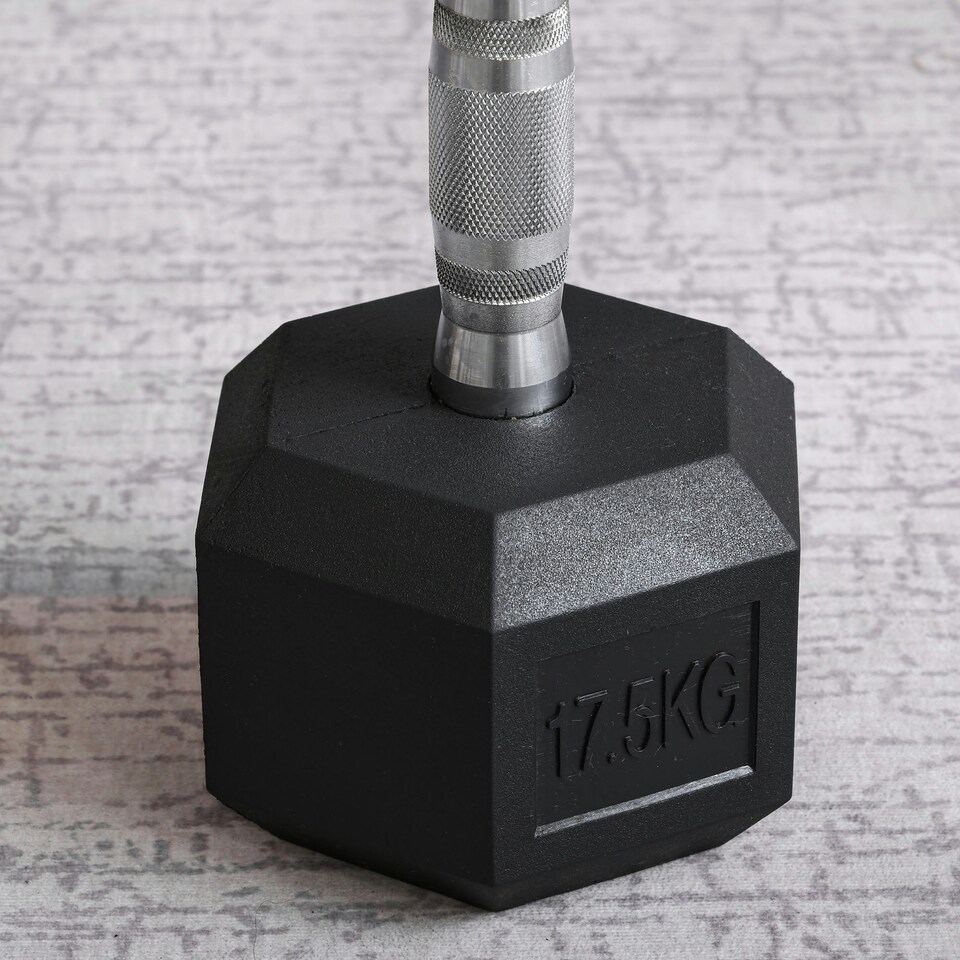 image 1 of HOMCOM 17.5KG Single Rubber Hex Dumbbell Portable Hand Weights Home Gym