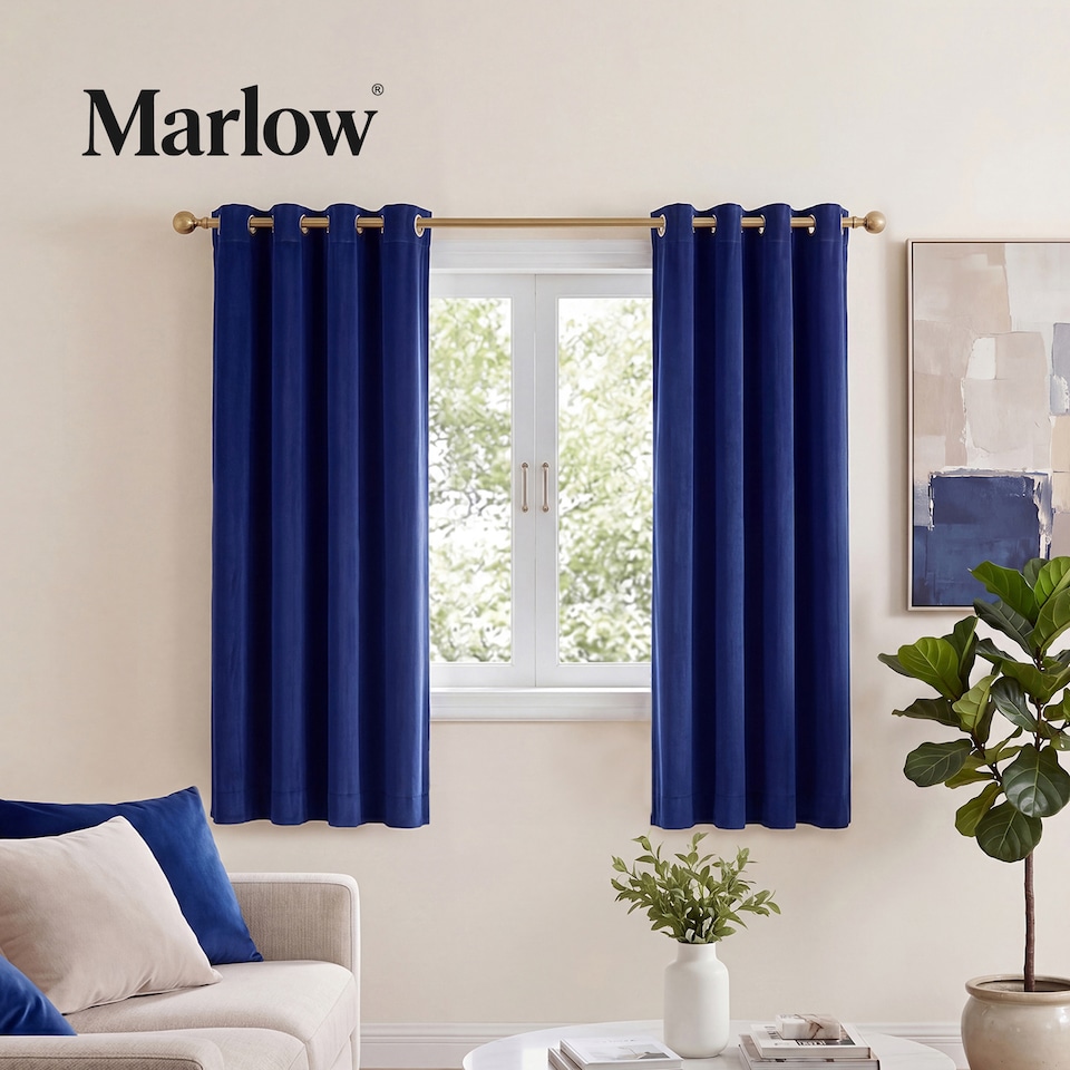 image 1 of Marlow Velvet Blackout Eyelet Curtains with Tie Backs for Home