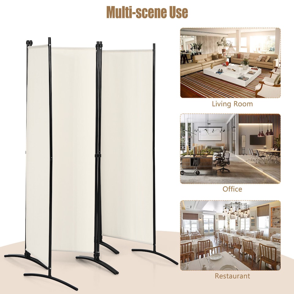 image 1 of COSTWAY 4 Panel 173cm Room Divider Folding Fabric Privacy Screen Wall Divider Indoor