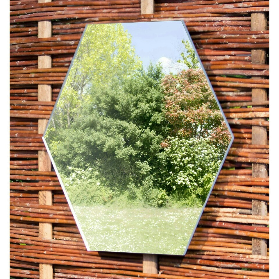 image 1 of Primrose Acrylic Wall Mounted Silver Hexagonal Illusion Mirror 180cm x 75cm