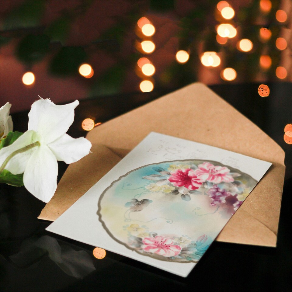 image 1 of Noritake Factory Japanese Art Card Vintage Floral Design For Plate