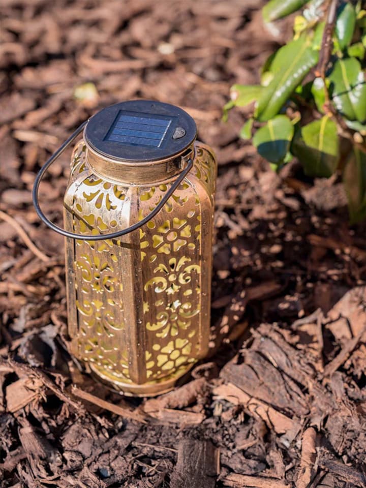 image 1 of ValueLights Solar Lantern Matte Copper Lantern with Copper Oval Shade and Integrated Bulb