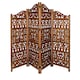 image 1 of 4 Panel Heavy Duty Carved  Screen Wooden Gamla Design Room Divider Light Brown 200 x 180 cm | Brown | Light Brown | 200 x 180 cm
