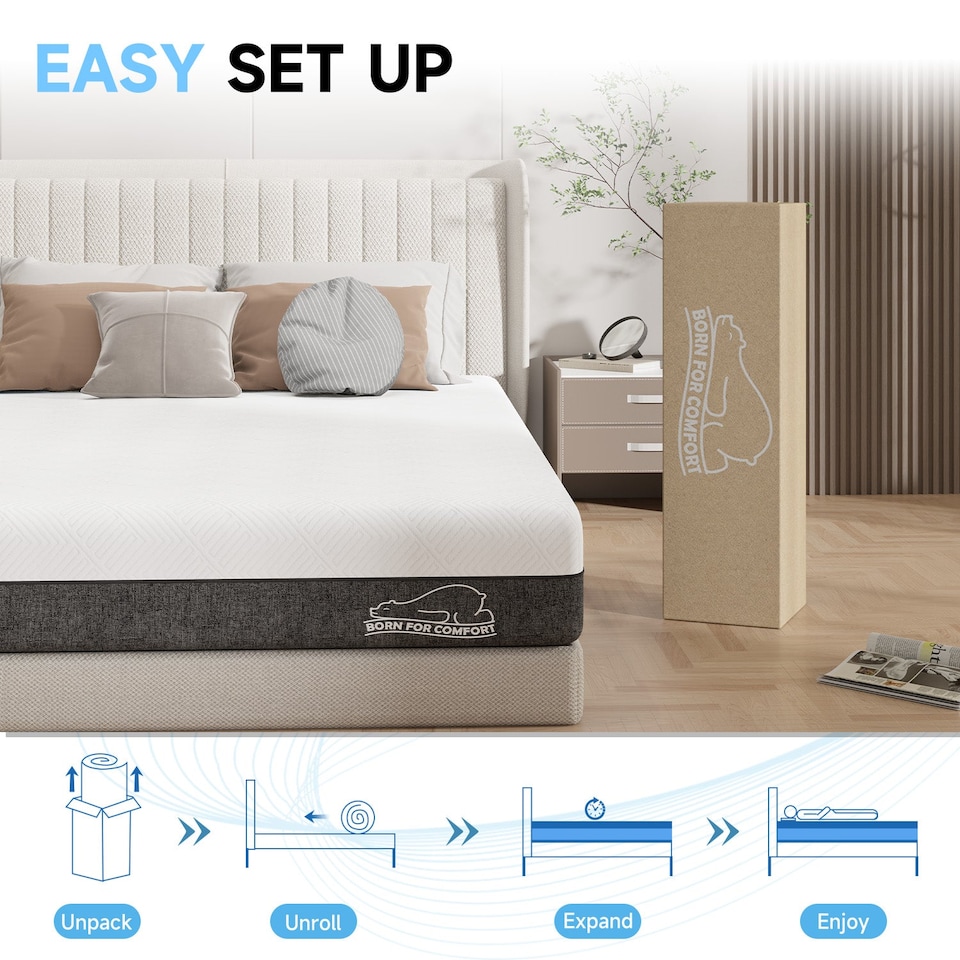 image 1 of Rattantree Memory Foam Mattress Medium Firm Breathable Gel Top,25CM