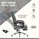 image 6 of Vinsetto Massage Office Chair, Ergonomic Desk Chair, Comfy Work Study Chair with Heat, Padded Seat, 135 Reclining Back and Footrest for Home Office, Charcoal Grey